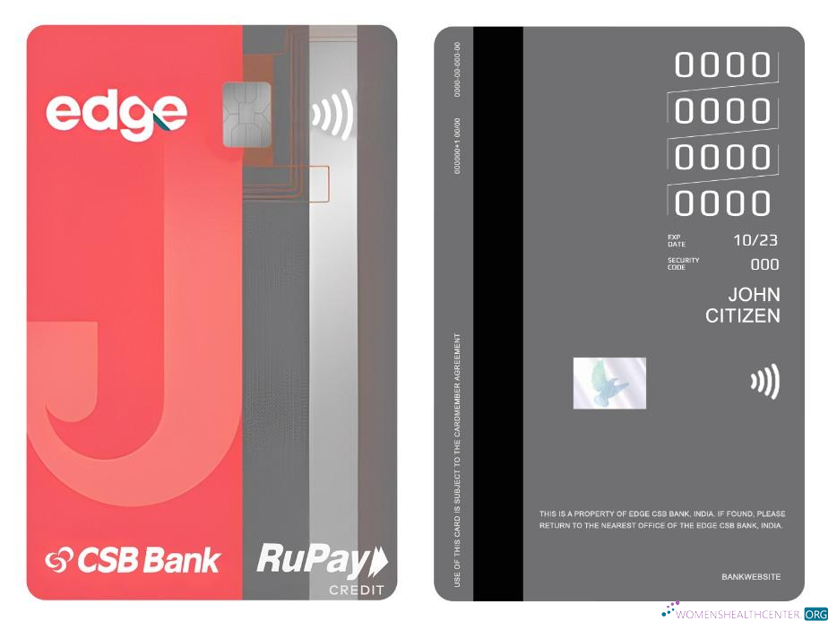 Download India Edge CSB Bank RuPay credit vertical card Photoshop template